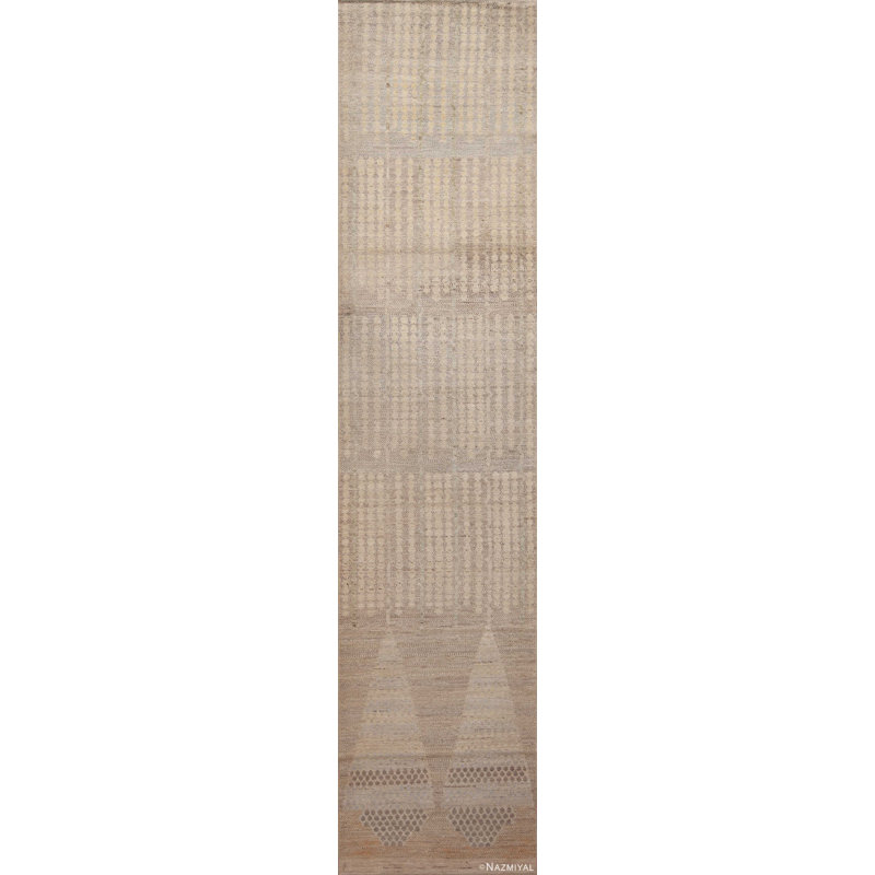 One-of-a-Kind 3' X 13' New Age Runner Area Rug Ivory/Gray/Brown