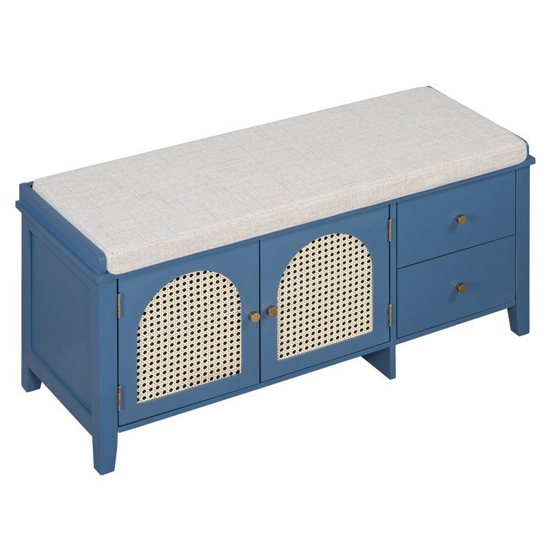 Trexm Vintage Shoe Storage Bench With Cushion: Elegant & Practical Entryway Solution