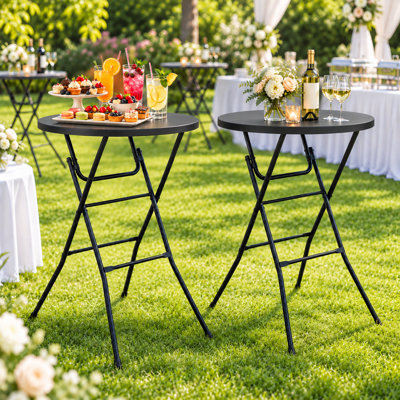 Table pliante ronde, table de cocktail 32 po, table haute avec pieds amovibles, tables de bar pliables, tables de pub pour les mariages, les fêtes, le patio, les événements professionnels (noir, ensemble rond de 32 po - ensemble de 4)