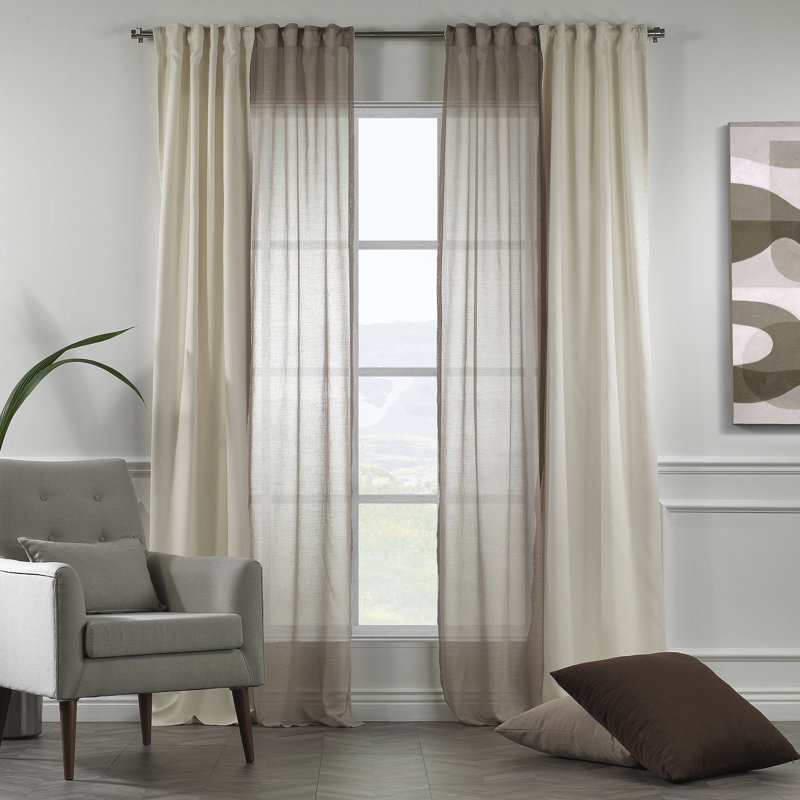 Decorative Window Curtain Each Panel, 27" W x 63" L, Cream/Beige