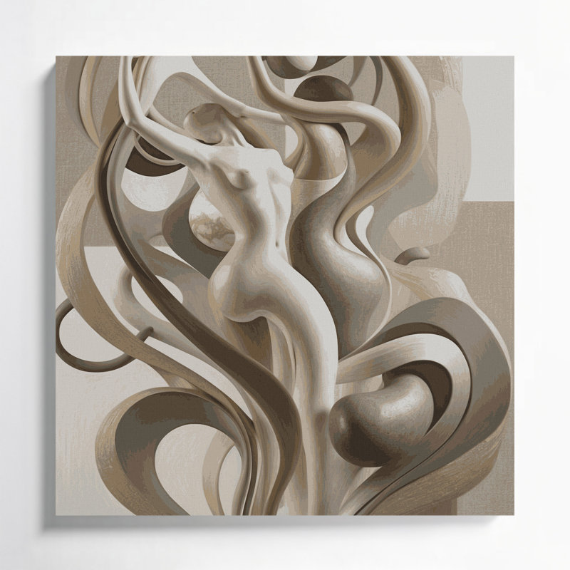 Abstrait art figuratif sur toile 27 gris, H 12 po x l 12 po