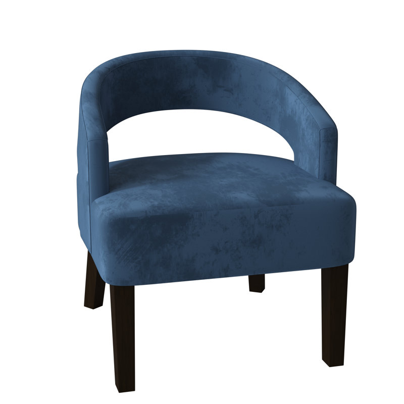 Fauteuil demi-tonneau Carly, Marron foncé, Velours lapis