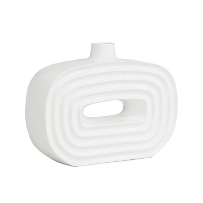10" Oblong White Vase – Sleek Minimalist Home Décor for Tabletops & Shelves