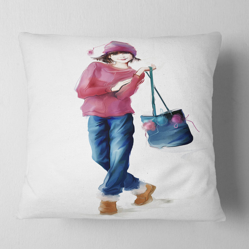 Coussin de mode jeune fille Portrait