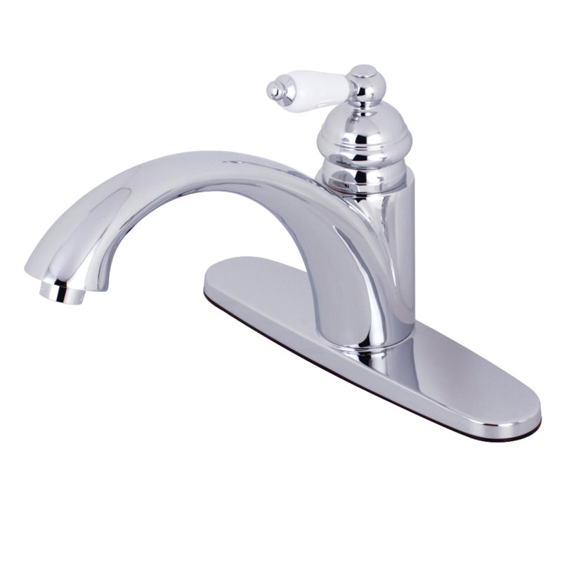 Robinet de cuisine à poignée simple Kingston, Chrome poli/blanc, Non inclus
