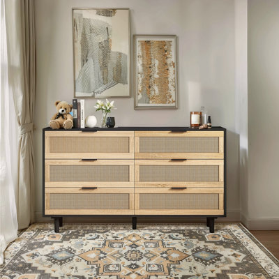 Armoire de rangement en rotin à 51 tiroirs 51,18 po, pour chambre à coucher et salon