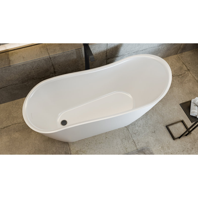 DreamLine Mirage 65 3/8 in. L x 28 in. W x 29 in. H Acrylic Freestanding Slipper Tub, Matte Black, Matte Black