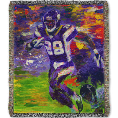 Woven Throw Blanket, Breaking Free – Adrian Peterson by Robert Blehert