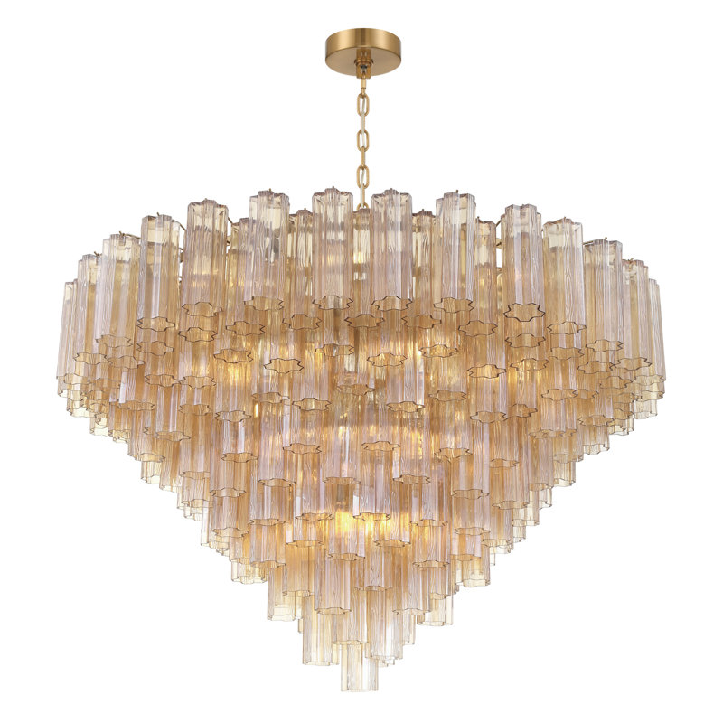 Lustre en laiton vieilli 49 po Sandbach, H 42,5 po x l 49 po x P 49 po, Beige, Doré