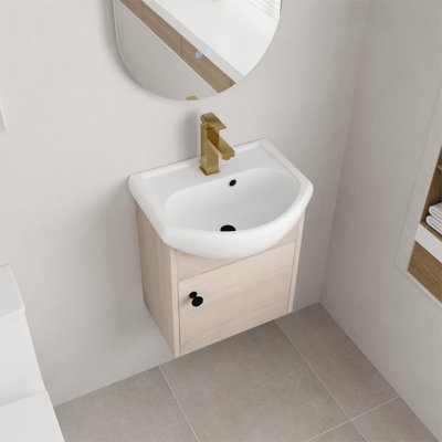 Kejuana 18'' Single Floating Bathroom Vanity with Ceramic Top