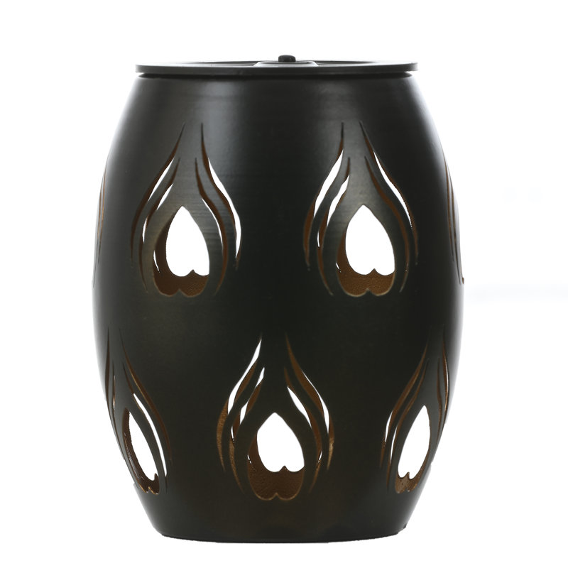 6-Inch Black Iron Solar Powered Outdoor Lantern