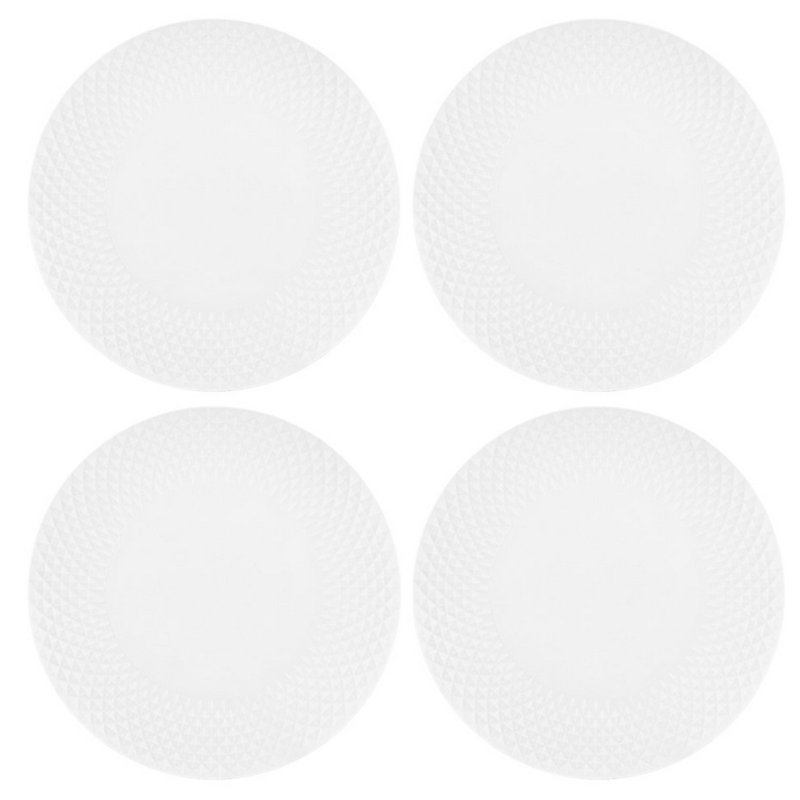 Handcrafted White Porcelain Bread and Butter Plates, Set of 4