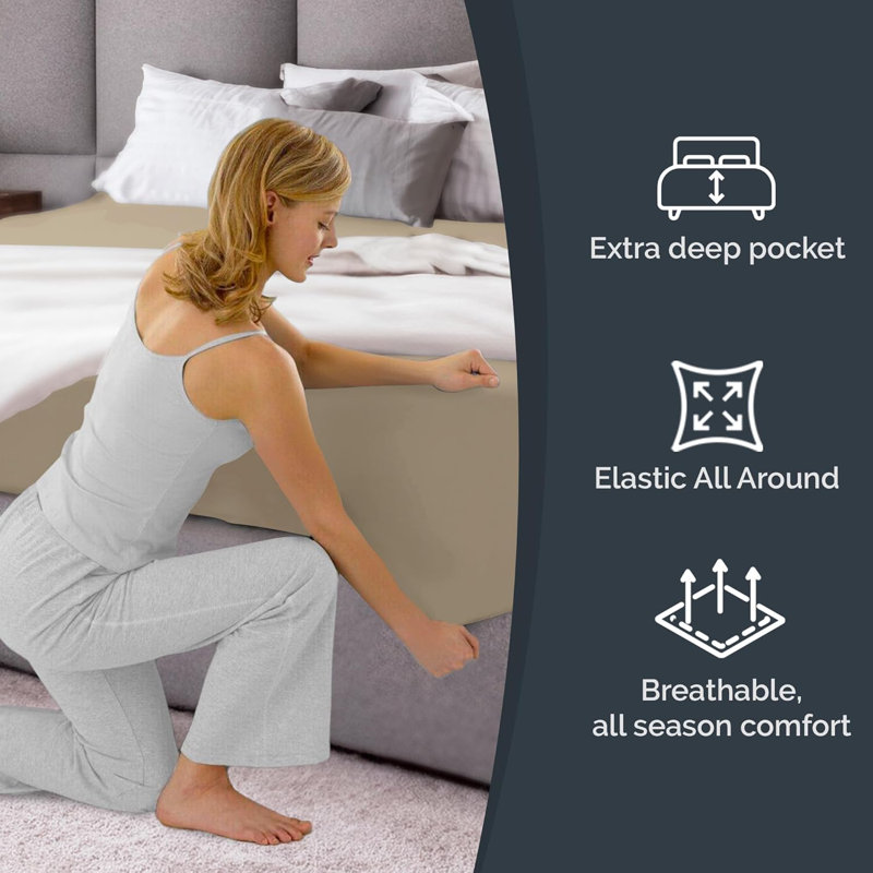 Cream Twin Microfiber Deep Pocket Fitted Sheet Set