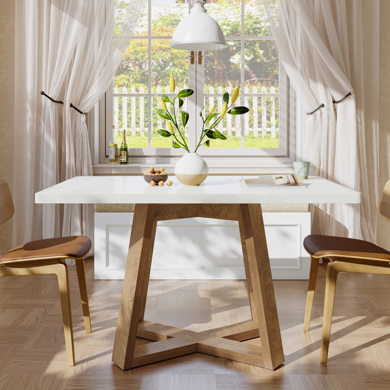  Table de salle à manger de 47 pouces pour 4 personnes, table de cuisine moderne avec pieds en bois pour la cuisine et la salle à manger, petit espace