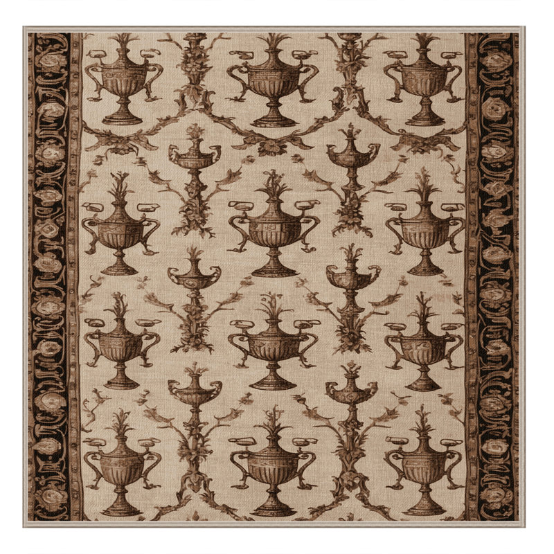 Machine Washable French Brown Area Rug, Square 3'