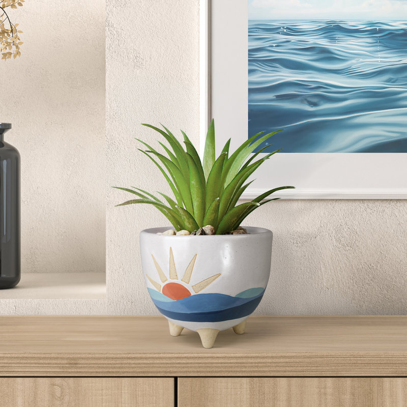 Ceramic Seascape Footed Cachepot