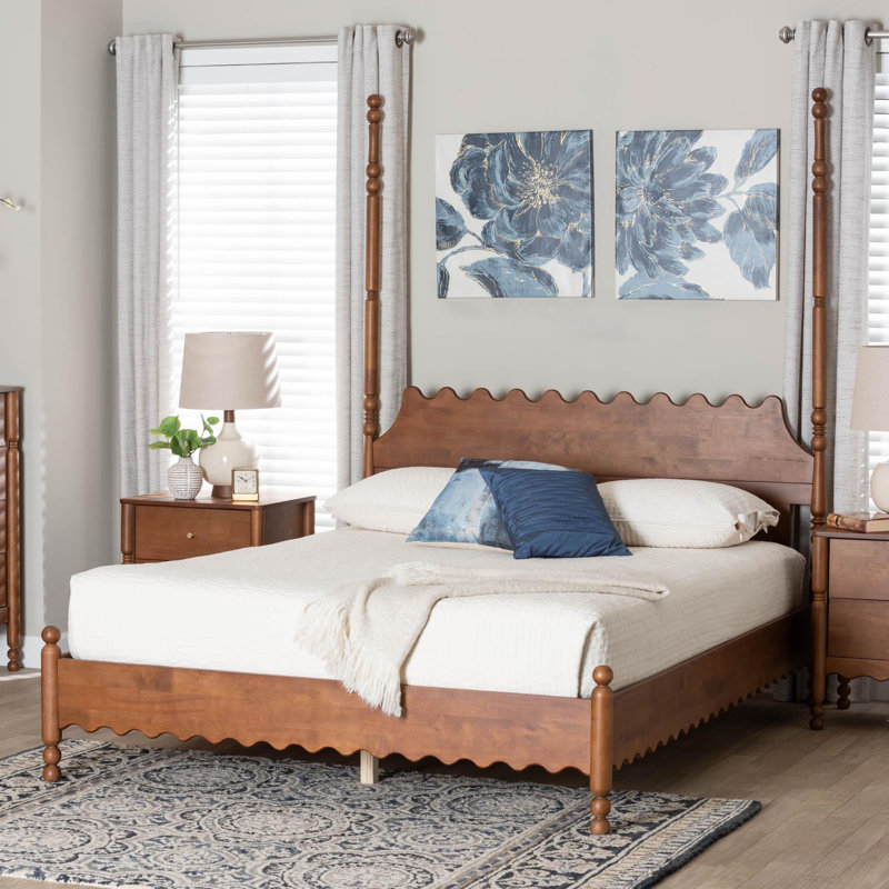 Lit plateforme Baxton Studio Hoffman, Noyer brun, Grand lit