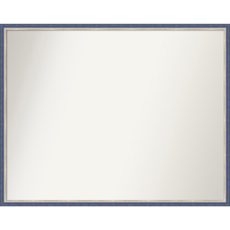 Earsie Solid Wood Wall Mirror, 23.25" x 29.25", Blue, Rectangle