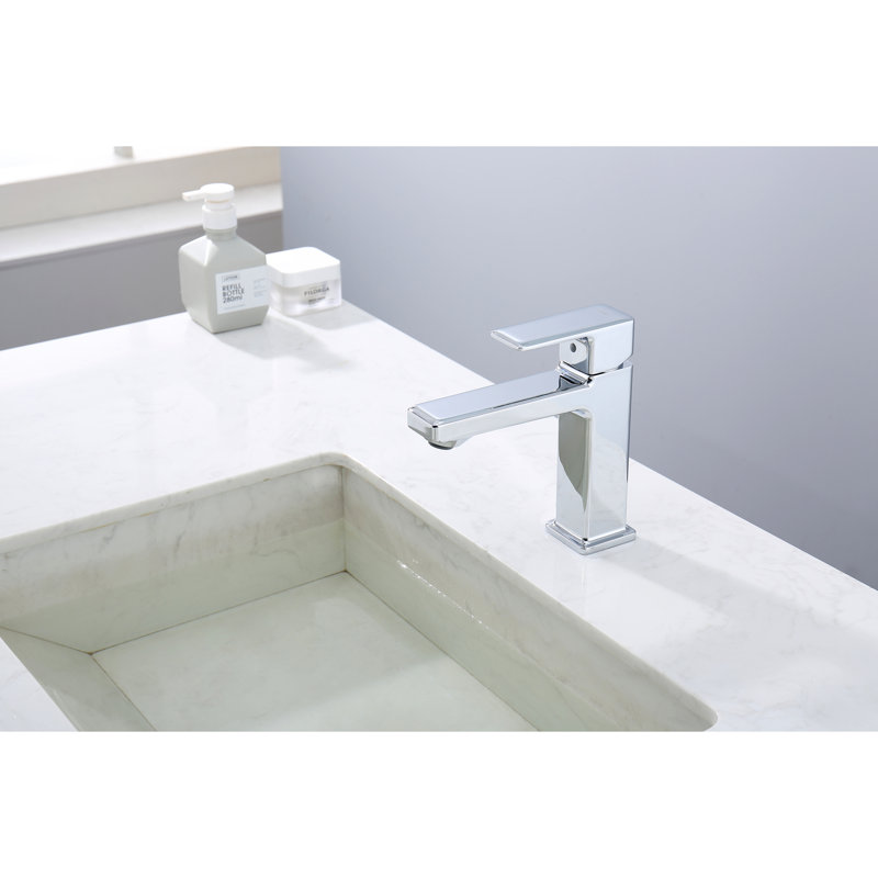 Single Hole Bathroom Faucet,Laundry Vanity Sink Faucet With Two 9/16" Hoses, Chrome