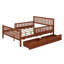 Lit plateforme double avec deux tiroirs de rangement et deux barrières de sécurité, cadre de lit en bois pour chambre à coucher, chambre d'enfant
