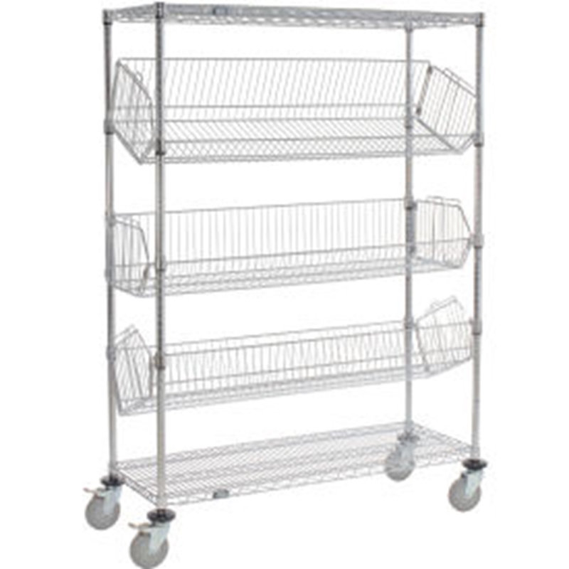 Adjustable Mobile Wire Bin Rack, 63" H x 48" W x 18" D