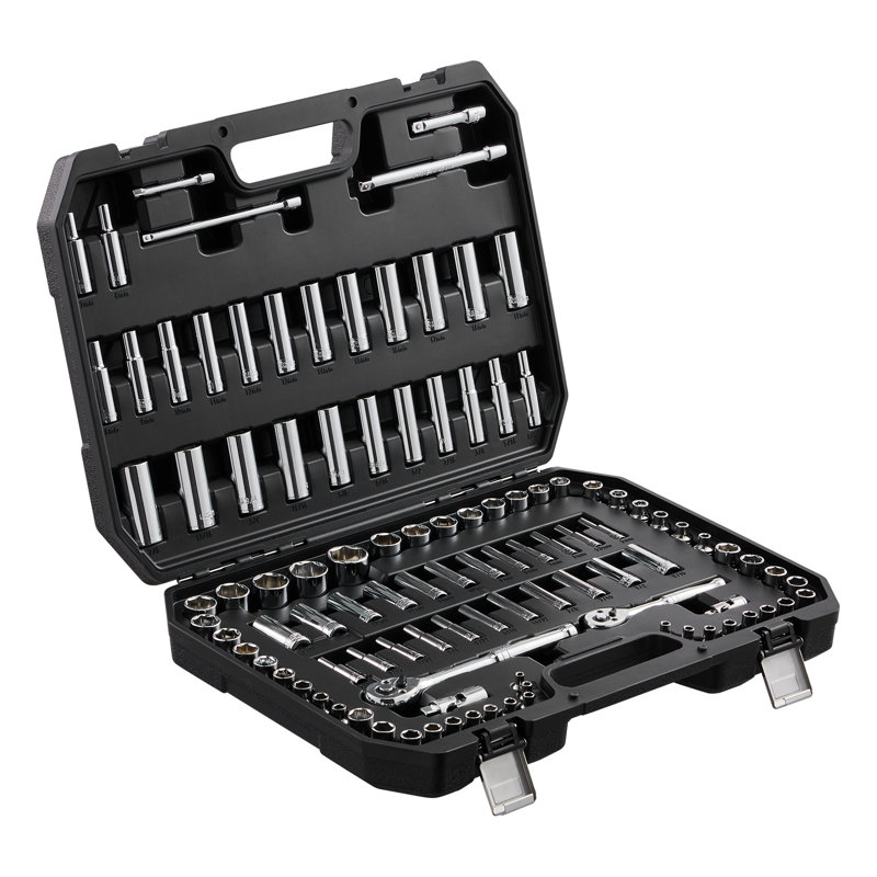 Ensemble de 106 douilles professionnelles à cliquet - trousse à outils robuste en acier au chrome vanadium pour la réparation automobile et la maison