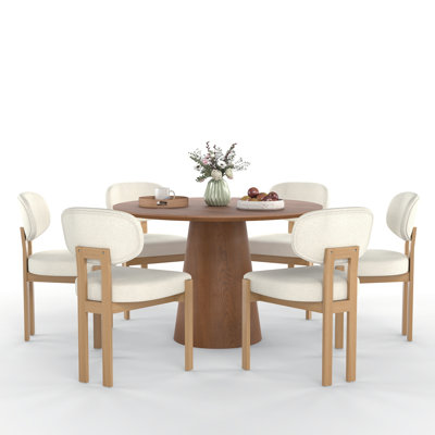 Mid Century Wooden Round Pedestal Dining Table Sets