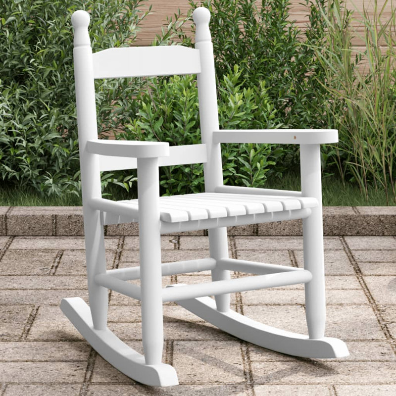 Achaia Solid Wood Rocking Chair, White