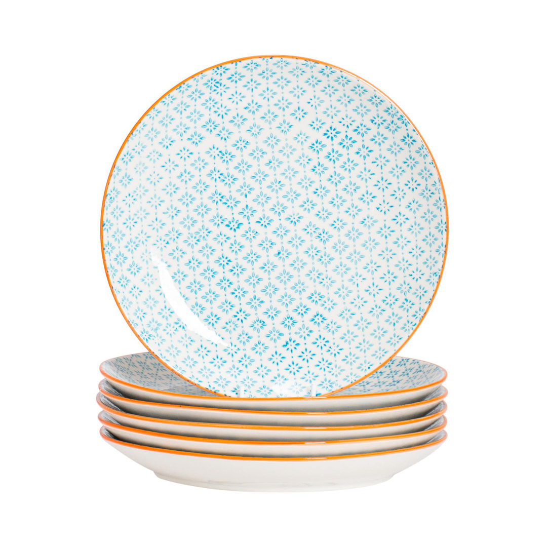 Nicola Spring - Hand-Printed Dinner Plates - 25.5cm - Blue