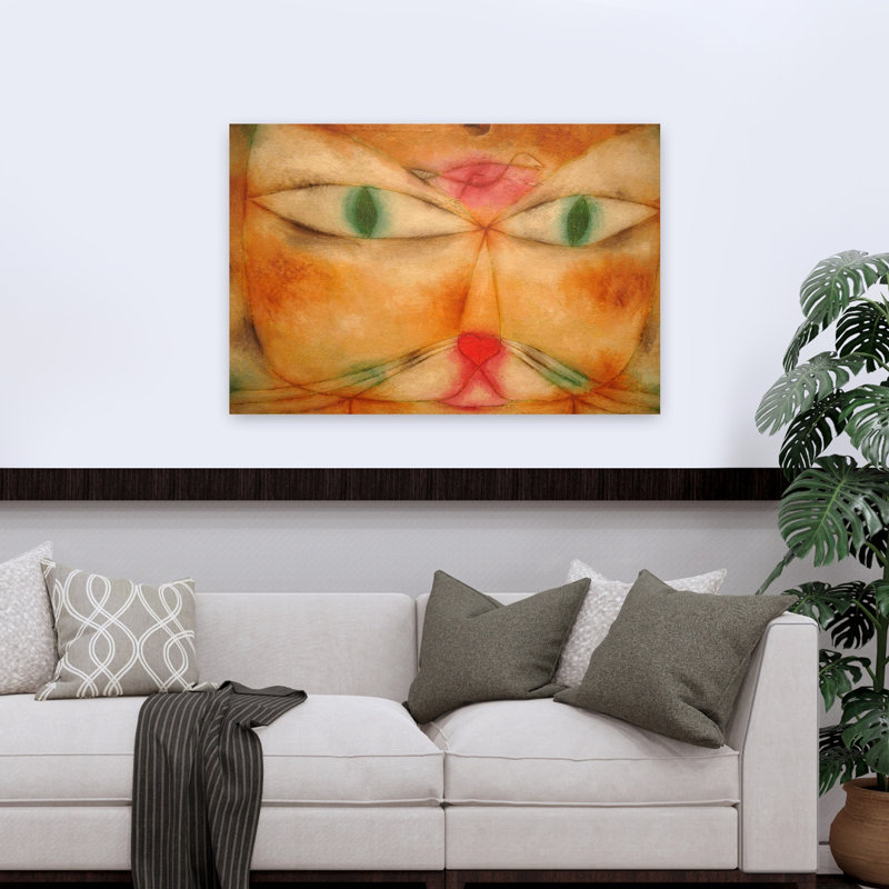 Chat et oiseau, reproduction d'art moderne, H 32 po x l 48 po