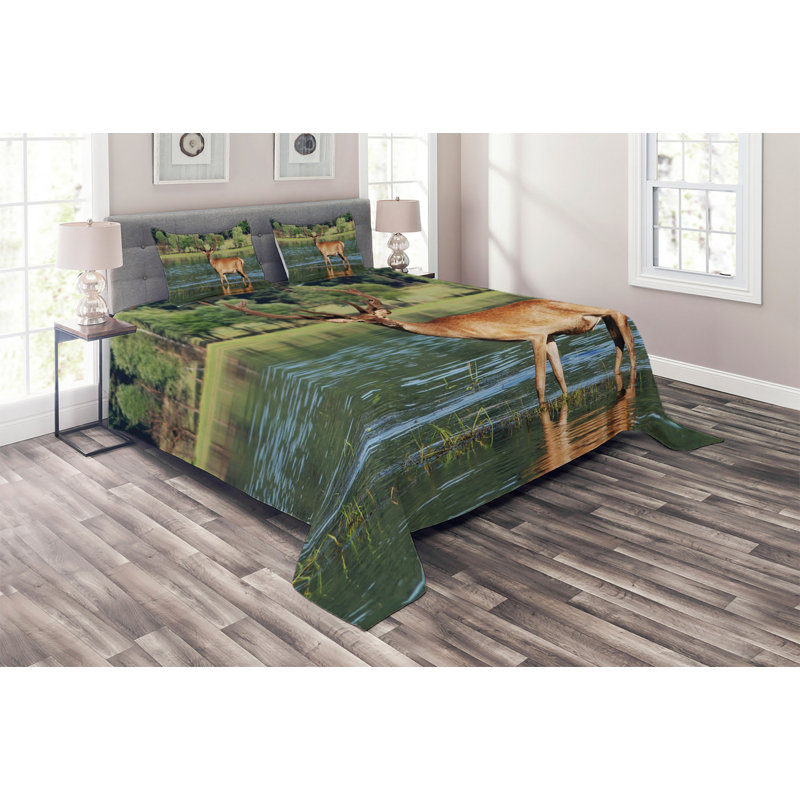 Rustic Polyester Coverlet, King Bedspread + 2 Shams