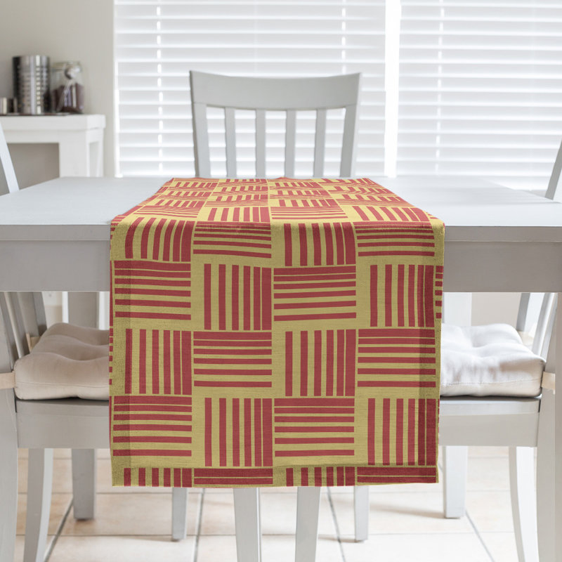Fractured Stripes Table Runner, 16" x 90", Light Yellow/Red