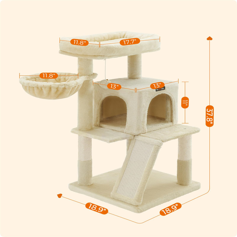 37.8" Camden Cat Tree, Beige