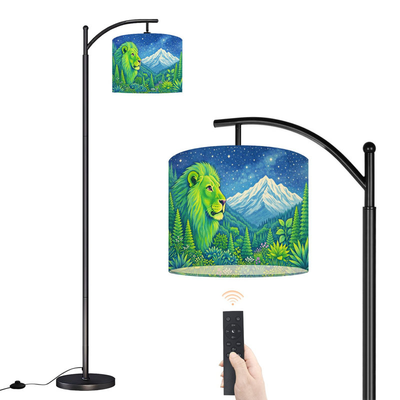 Lampe sur pied à arc avec abat-jour réglable Blacklight Galaxy réactive espace hippie montagne lampe sur pied 3 températures de couleur à intensité variable haute lampe sur pied avec interrupteur au pied pour la chambre à coucher