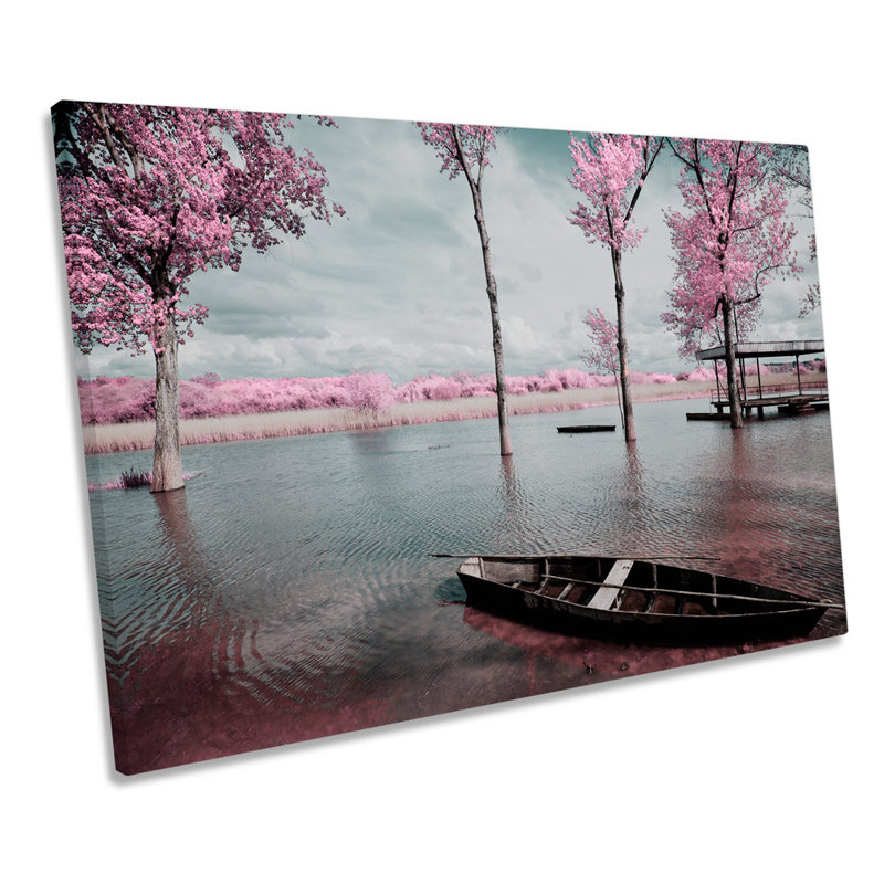 Blossom Landscape Tree Pink Seascape - Wrapped Canvas Art Prints, 30.5cm H x 45.7cm W x 2cm D