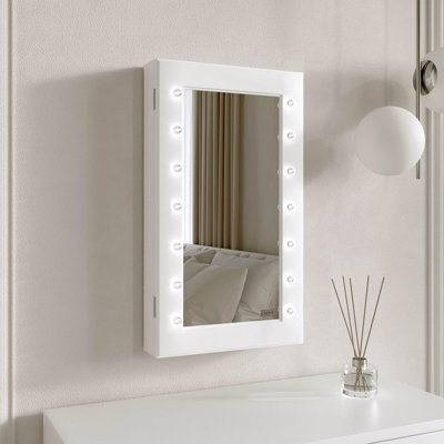 Beedeville Wall Jewellery Cabinet with Mirror Jewelry Armoire