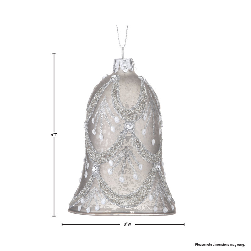 4'' Glass Hanging Figurine Ornament, Antique Silver