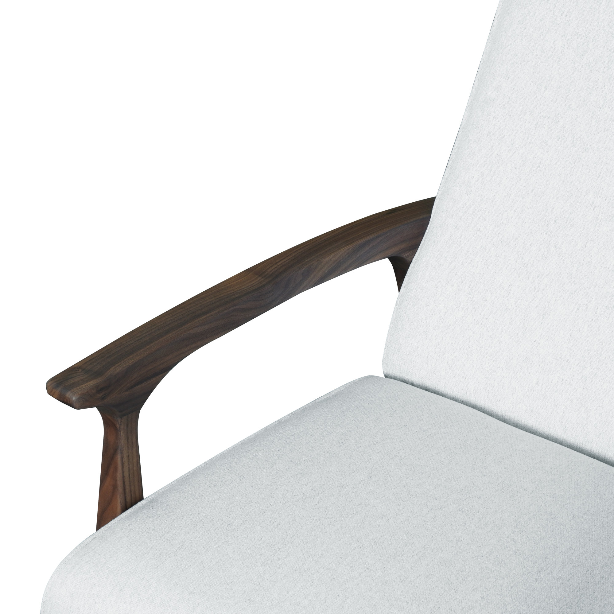 Piedmont Upholstered Recliner, Walnut Wood, Beige