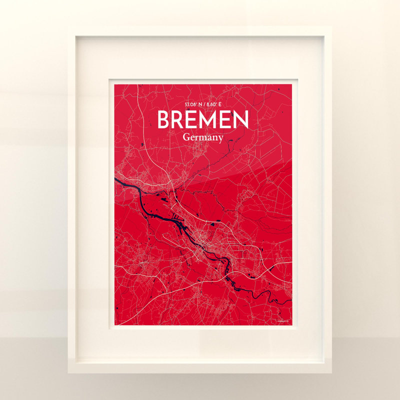 Bremen City Map, impression, H 20 po x l 16 po x P 0,05 po, Nautique