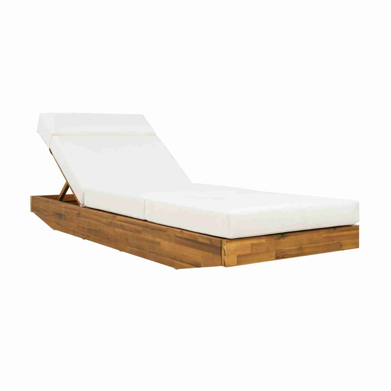 Outdoor Recliner with Water-Resistant Lounge Cushion, Cream