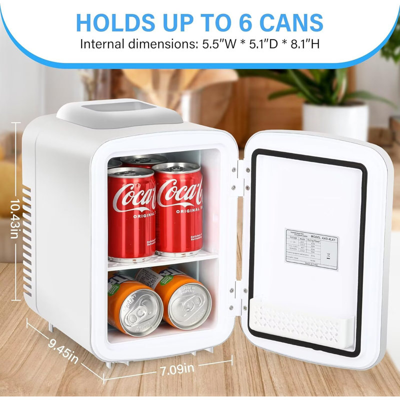 Mini réfrigérateur simple de 4 L / 6 canettes Simple, glacière portative et petit réfrigérateur sans fréon, offrant un rangement compact pour les soins de la peau et les boissons