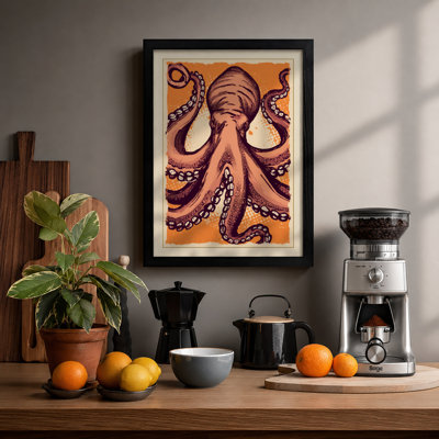 Octopus in Symmetry Boho - Framed Print