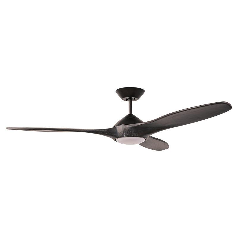 Farmhouse 60" 3-Blade Propeller Ceiling Fan with Lights and Wall Control, Oil Rubbed Bronze with Charcoal Wood Blade