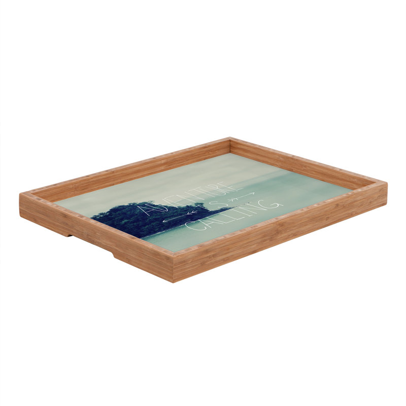 Leah Flores Wood Tray, 1.75" H x 18" W x 14" D