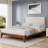 Shiann Queen Bedroom Set, Solid Bamboo Wood Platform Bed Frame & Upholstered Wingback Headboard