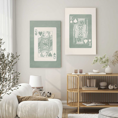 Sage Queen and King Cards Set of 2 Wrapped Canvas