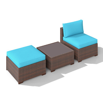 Wicker Outdoor Patio Sofa With Ottoman