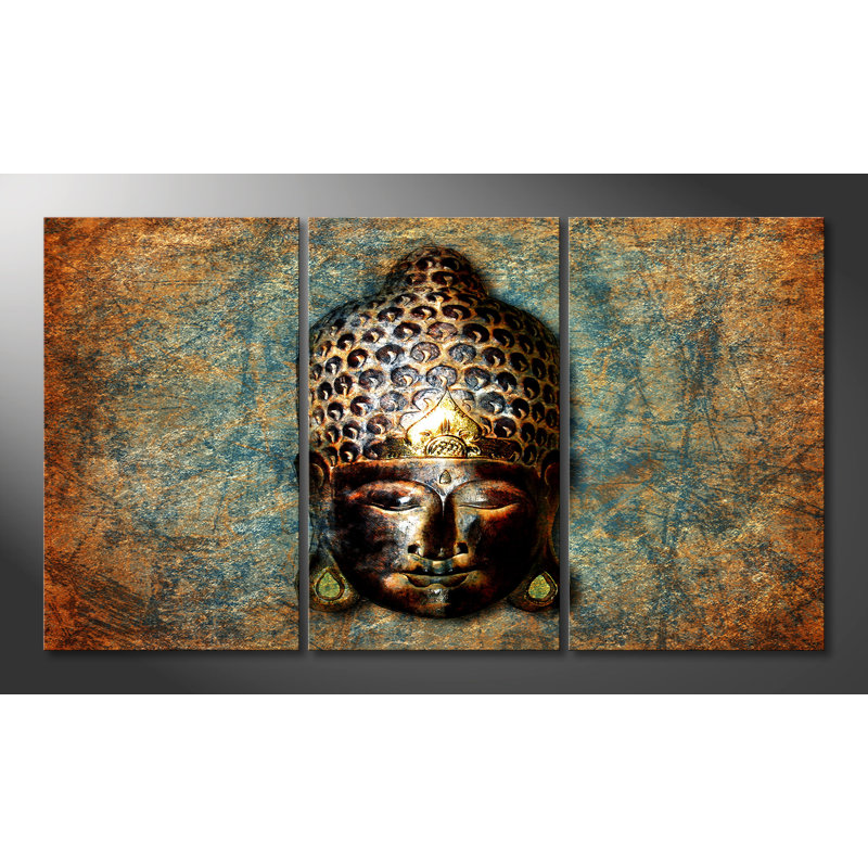 Buddha - Wrapped Canvas Print, 100 cm H x 180 cm B, 3-tlg. Leinwand-Set