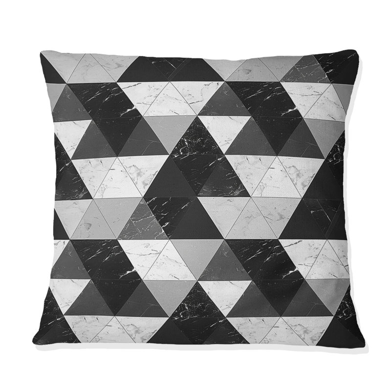 Black White Triangle Patterns IV - Modern Throw Pillow, 16"H x 16"W