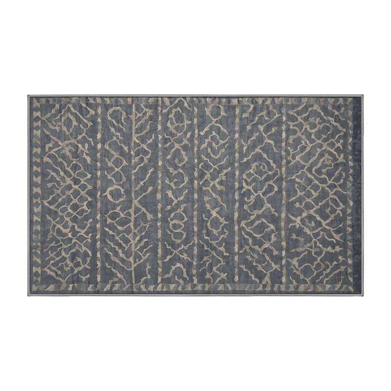 Machine Washable Gray Area Rug, Runner 2' x 5'